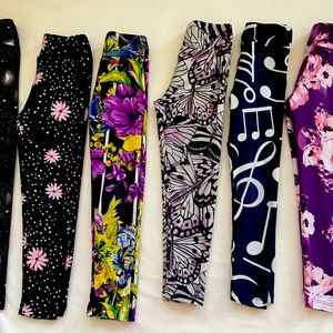 LuLaRoe girls s/m leggings in fun prints.